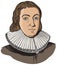 John Milton cartoon portrait, vector