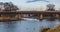 John Paul II Bridge over country border river at morning