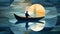 John Rowing Boat In Moonlight: A Cubism Minimalism Art In James Terrell Style