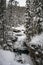 Johnston Canyon on frosty and snowy day, bow river, alberta Canada