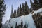 Johnston Canyon`s Upper falls with ice climbers , bow river, alberta Canada