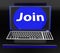 Join On Laptop Shows Subscribing Membership Or Volunteer Online