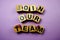 Join our team alphabet letters on purple background