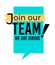 Join our team sign, hiring and employment isolated icon