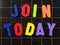 Join Today magnetic letters on blackboard