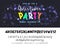 Join us for a Christmas party horizontal flyer. Vector of stylized two fonts handwritten and alphabet.