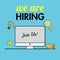 Join us, Office job vacancy from online advertising by computer for We`re Hiring.