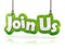 Join us text hanging on white background