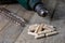 Joinery tools in a workshop. Drill, hammer and other tools on a