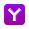 Joint pipe in form Y letter icon digital purple