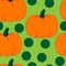 Jointless pumpkins on green