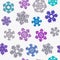 Jointless texture of different snowflakes on white background