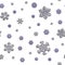Jointless texture of different snowflakes on white background