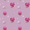 Jointless tiles flower hearts on pink background