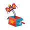 Joke box with jester hat icon