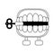 Joke teeth box cartoon isolated in black and white