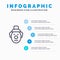 Joker, Clown, Circus Blue Infographics Template 5 Steps. Vector Line Icon template