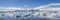 Jokulsarlon blue lagoon panorama with icebergs
