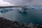 Jokulsarlon glacial lake and icefloat on the river