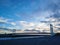 Jokulsarlon glacier lagoon bridge in Iceland at golden hour