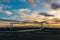 Jokulsarlon glacier lagoon bridge in Iceland at golden hour