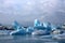 Jokulsarlon icebergs and icefloat on the river