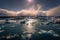 Jokulsarlon - May 05, 2018: Panorama of the Iceberg lagoon of Jokulsarlon, Iceland