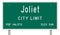 Joliet road sign showing population and elevation