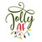 Jolly AF - Calligraphy phrase for Christmas clothes, ugly sweaters