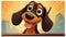 Jolly Cartoon Dog Smiling In A City - Stylized Portraiture Poster
