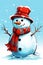 A jolly cartoon snowman
