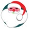 Jolly happy Santa face round sticker cartoon