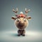 Jolly Reindeer in Santa Hat Festive Cartoon Illustration