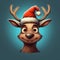 Jolly Reindeer in Santa Hat Festive Cartoon Illustration