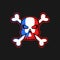 Jolly Roger logo skull with crossbones, threatening symbol pirate flag, t-shirt print or tattoo emblem mockup