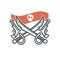 Jolly Roger pirate vector icon flag skull and crossed sabers