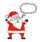 jolly santa cartoon with speech bubble