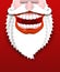 Jolly Santa Claus. Joyful grandfather with white beard. Broad sm