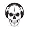 Jolly skull with headphones. Isolated object.?