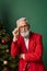 jolly stylish man in Santa suit