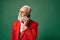 jolly stylish Santa with glasses and