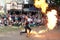 A jongleur performs a dance with burning in flames whips at the annual Bristol Renaissance Faire on September 4, 2010 in Kenosha,