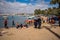 Jordan, Aqaba, people enjoy holiday at city beach