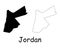 Jordan Country Map. Black silhouette and outline isolated on white background. EPS Vector