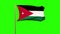 Jordan flag waving in the wind. Green screen