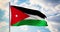 Jordan flag waving in the wind shows jordanian symbol of patriotism - 4k 3d render