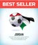 Jordan football or soccer ball. Football national team. Vector illustration