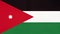 Jordan national fabric flag, textile background. Symbol of world asian arab country