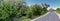 Jordan River Parkway Trail, Redwood Trailhead bordering the Legacy Parkway Trail, panorama views with surrounding trees and silt f