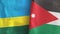 Jordan and Rwanda two flags textile cloth 3D rendering